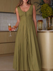 Button Front Sleeveless Dress