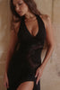 Natalina black custom hand beaded & embellished maxi dress - limited