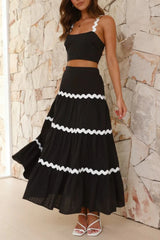 Hazel Blues® | Contrast Trim Cami and Maxi Skirt Set