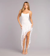 Soft Launch Lace Cowl Midi Dress