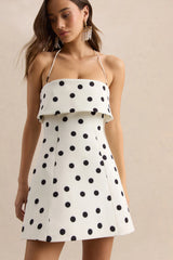 Nelly | White & Black Polka Dot Square-Neck Mini Dress