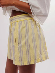 Striped High-Waist Linen Blend Summer Shorts