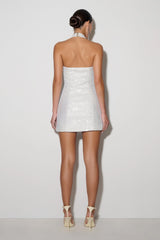 Raina Diamante Halter Mini Dress - White