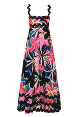 Hazel Blues® | Printed Square Neck Wide Strap Dress