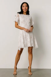 Aasha Lace Short Dress | Off White