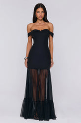 Pretty Lullaby Off Shoulder Maxi Dress Black