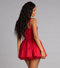 Sweetheart Lace-Up Corset Skater Dress