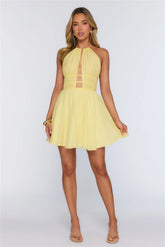 Designed With Love Halter Mini Dress Yellow