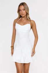 Stay Shining Halter Mini Dress White