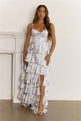 Dreamy Floral Corset Tiered Maxi Dress White