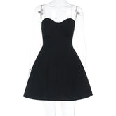 Black Flare Structured Tube Mini Dress