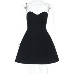 Black Flare Structured Tube Mini Dress