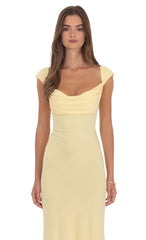 Strappy Cowl Neck Maxi Dress in Yellow