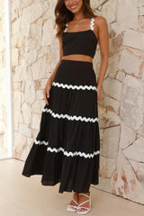 Hazel Blues® | Contrast Trim Cami and Maxi Skirt Set
