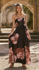 Carson Maxi Dress - Black/Wine Floral