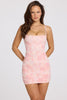 Embellished Square-Neck Mini Dress in Soft Pink Ombre