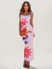 Floral Print Maxi Dress with V-Neckline