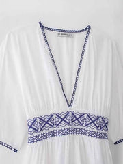 New Trendy Embroidered V-Neck Maxi Dress – Effortlessly Stylish & Versatile