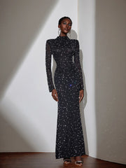 Black Evening Dress with Diamond Embellishments