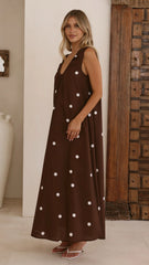 Scout Maxi Dress - Chocolate/White Polka