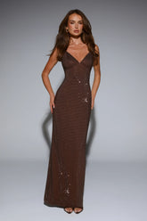 LUXE Diamond Diaries Maxi Dress Chocolate