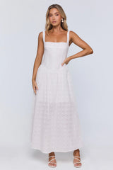 Whispered Style Embroidered Maxi Dress White