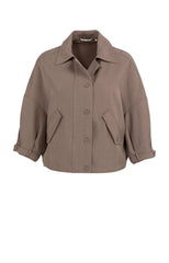 Blouse jacket with adjustable waistband and pockets