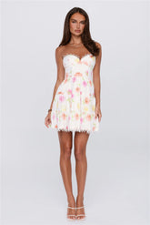 Blooms Under Sunshine Strapless Mini Dress Floral