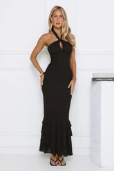 The Cool Standard Halter Maxi Dress Black