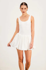 Baldo Sleeveless Bodycon Puff Mini Dress In White