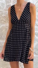 Gabriella Mini Dress - Black Floral