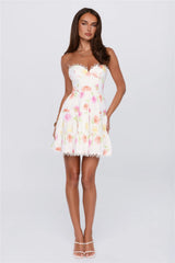 Blooms Under Sunshine Strapless Mini Dress Floral