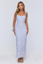 Daydreaming Light Embroidered Maxi Dress Blue