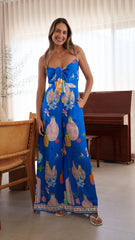 EZRA Pocketed Jumpsuit - Blue Paloma Print