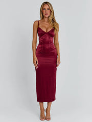 HOLLIE MIDI DRESS BURGUNDY