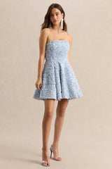 Zosia | Blue Mesh Bandeau Mini Dress