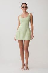 Beth Tweed Mini Dress - Pastel Green