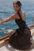 black cotton placement broderie anglaise midi dress