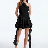 Halter Fringe Hem Mini Dress