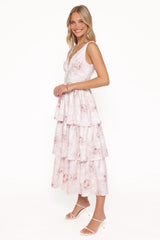 Natarsha Maxi Dress - White Pink Floral