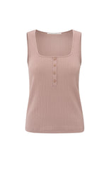 Ribbed singlet with button closure