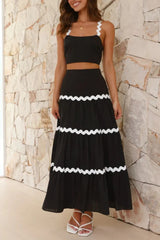 Hazel Blues® | Contrast Trim Cami and Maxi Skirt Set