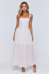 Whispered Style Embroidered Maxi Dress White