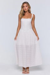 Whispered Style Embroidered Maxi Dress White