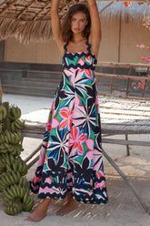 Hazel Blues® | Printed Square Neck Wide Strap Dress