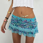 Vintage early 2000s animal print mini skirt blue ♡
