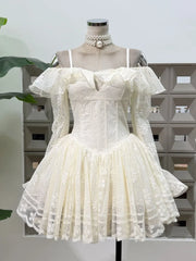 Off Shoulder Lace Corset Flared Mini Dress
