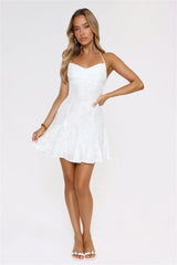 Stay Shining Halter Mini Dress White