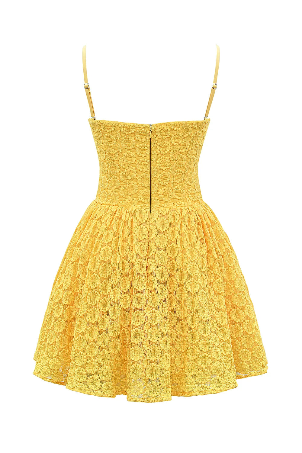 Apricot Lace Corset Mini Dress - Yellow