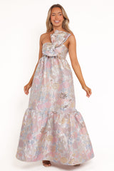 Betina Bow Front Maxi Dress - Pale Blue Floral